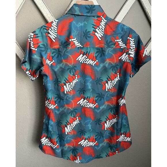 Dixxon Flannel Co. Women’s S The Vice Miami Print Button Down Party Shirt - Picture 7 of 10